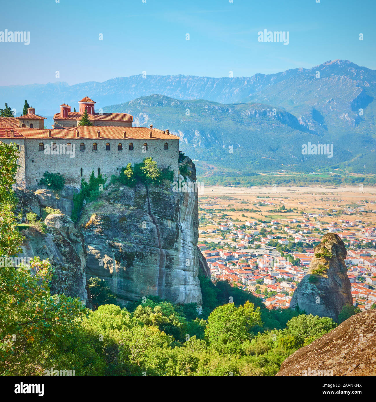 The Monastery of St. Stephen in Meteora, Greece - Greek landmark Stock Photo