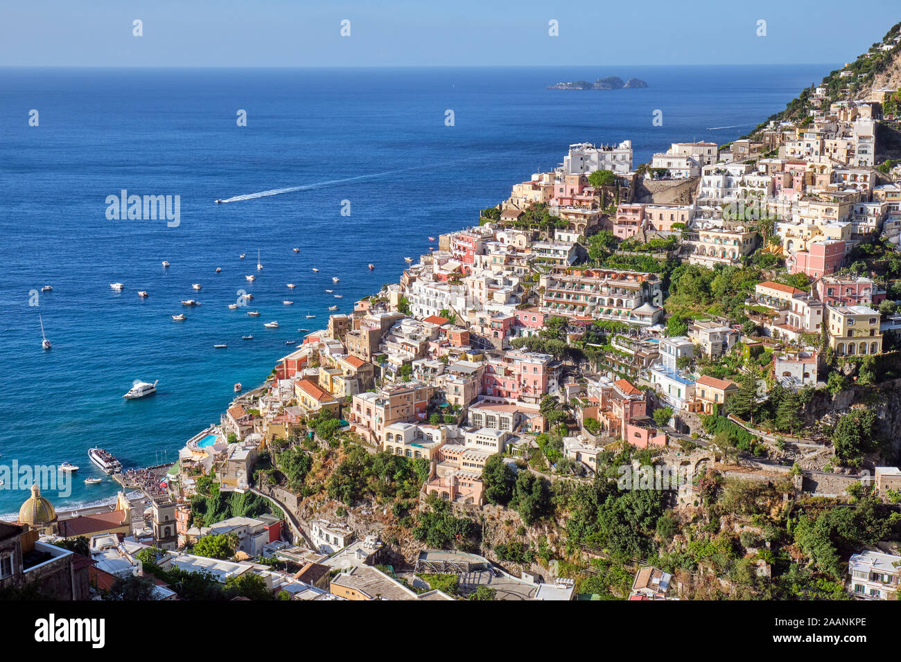 Lovely Positano on the italian Amalfi Coast on a sunny day Stock Photo