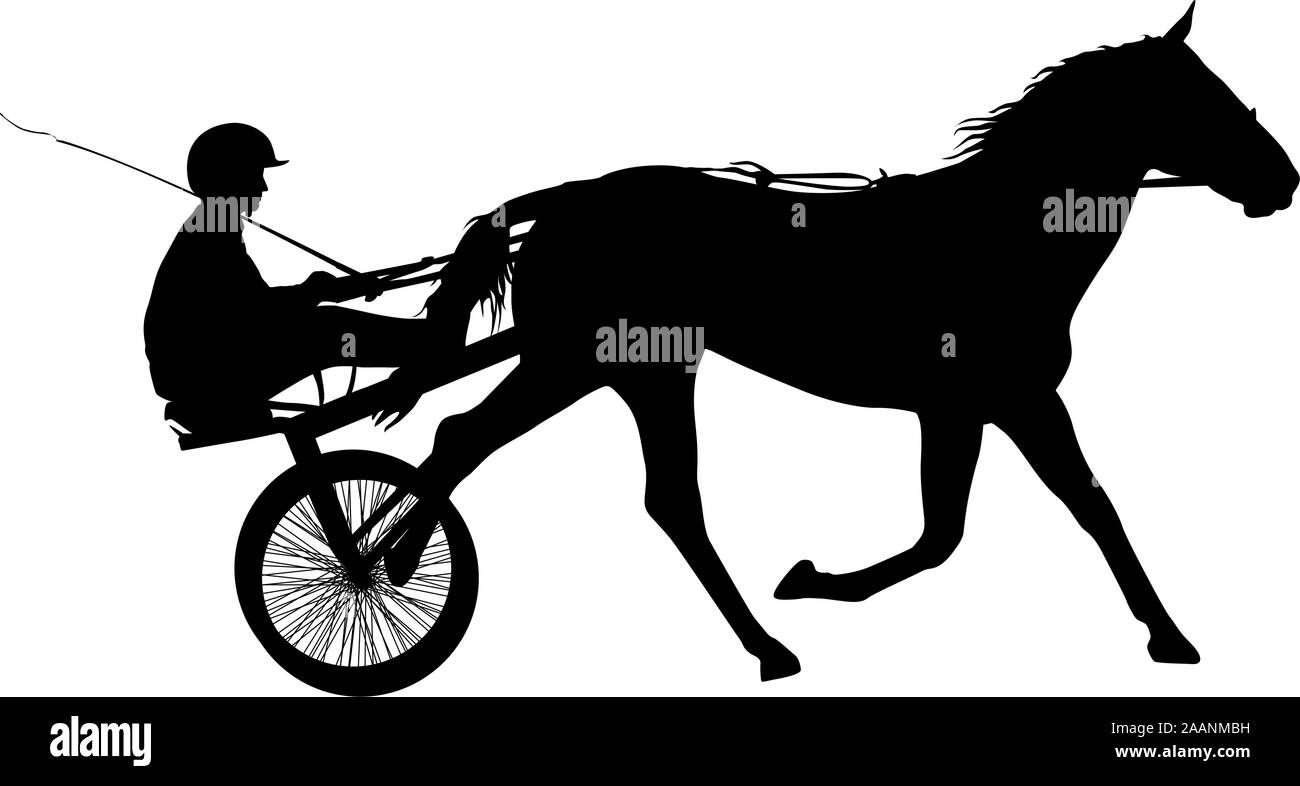 The black silhouette of horse and jockey. Stock Vector