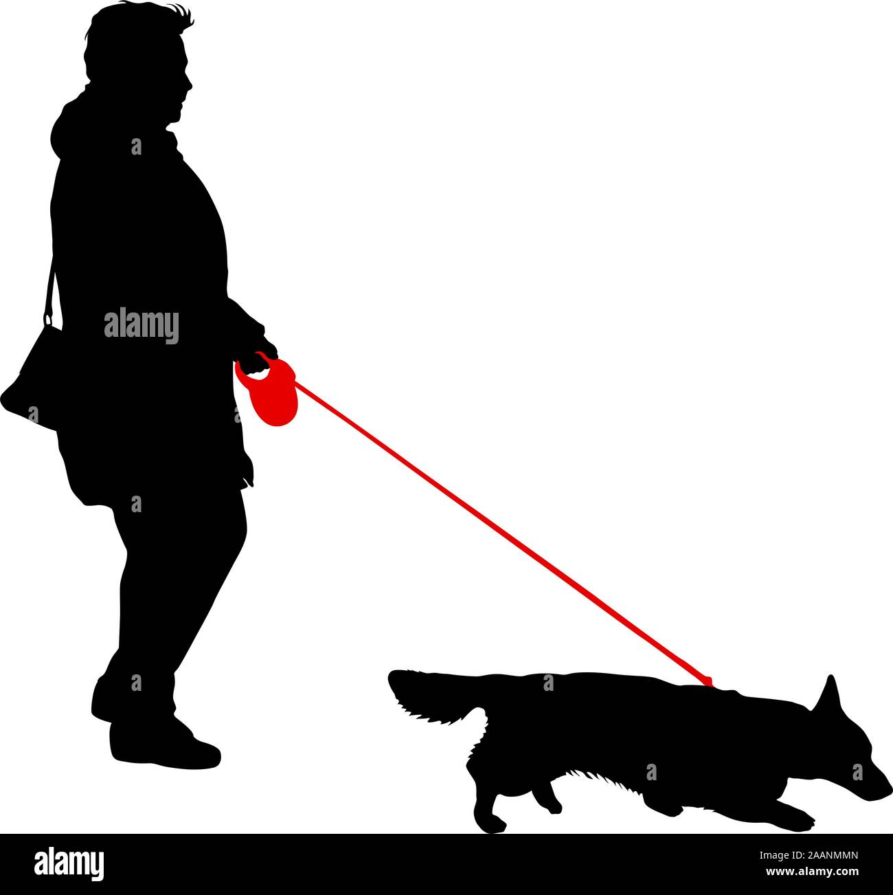 Silhouette of woman and dog on a white background Stock Vector Image ...