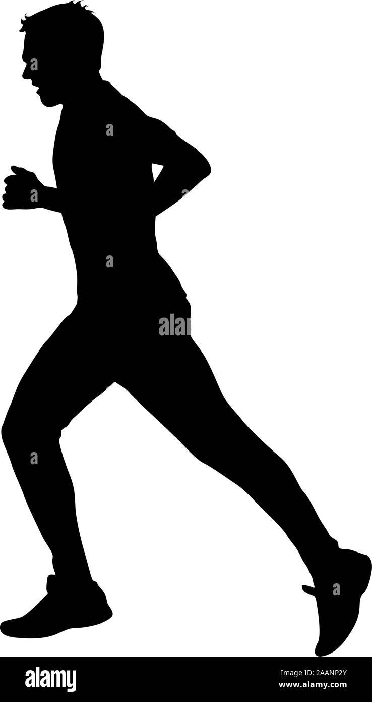 Silhouettes Runners on sprint men. vector illustration Stock Vector ...