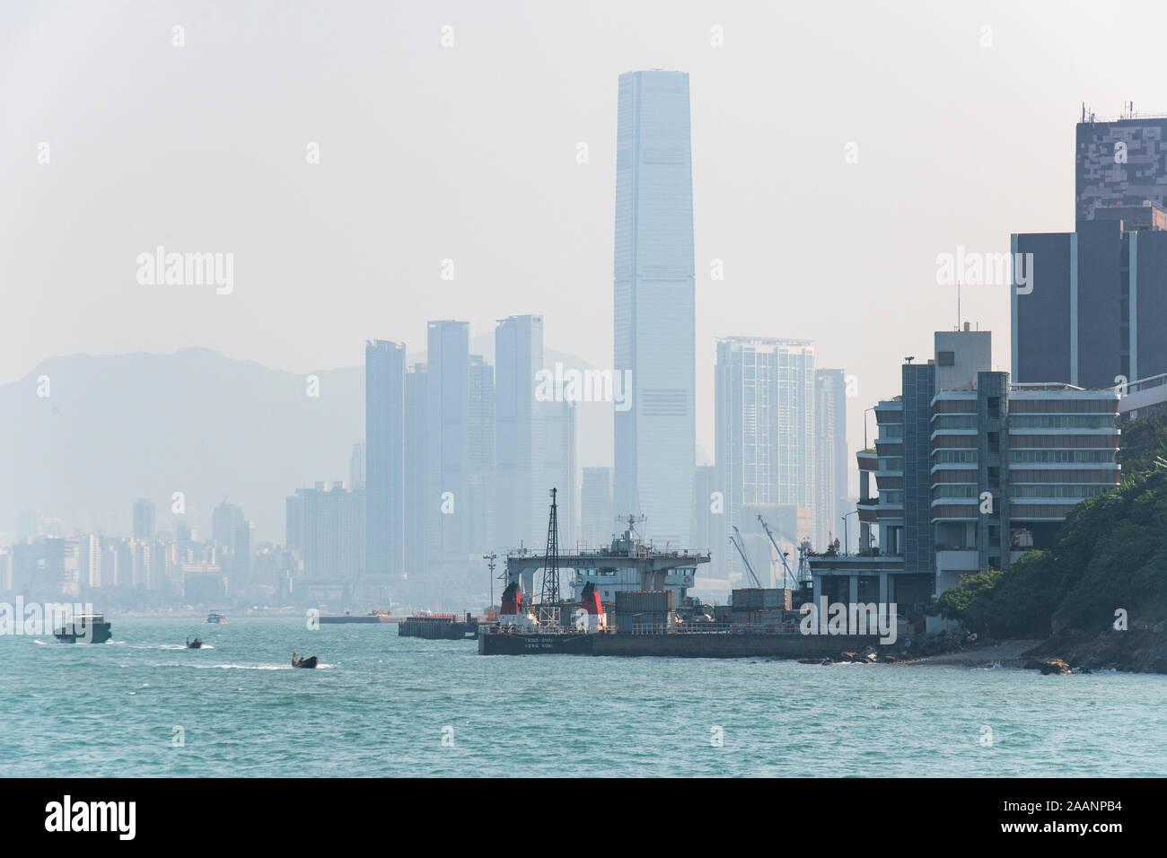 Hong Kong's International Commerce Centre and The Harbourside, West Kowloon, China Stock Photo