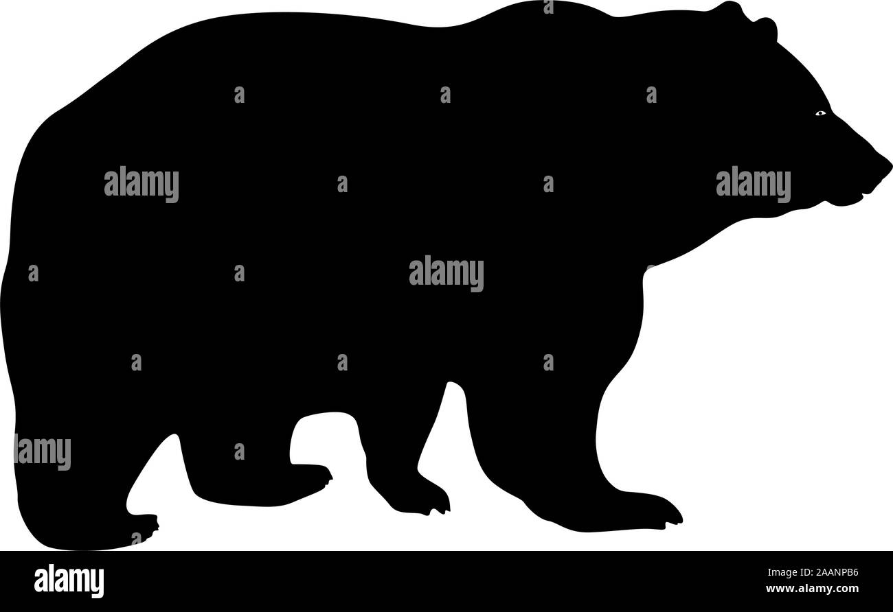 Silhouette brown bear on a white background. Stock Vector