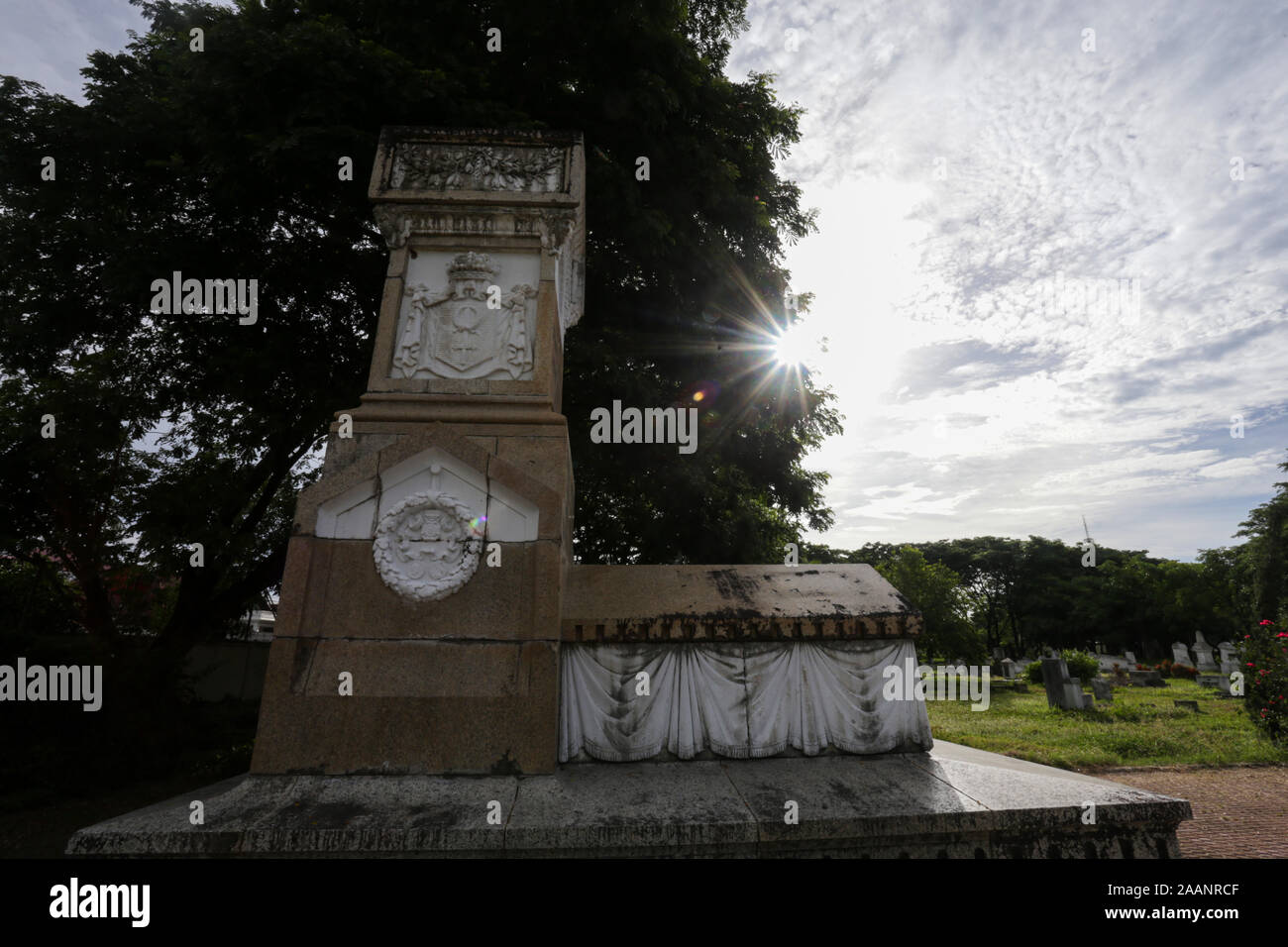 Dutch Kerkhoff Poucut Cemetery, the Dutch military cemetery located near the centre of Banda Aceh next to the Aceh Tsunami Museum. Stock Photo