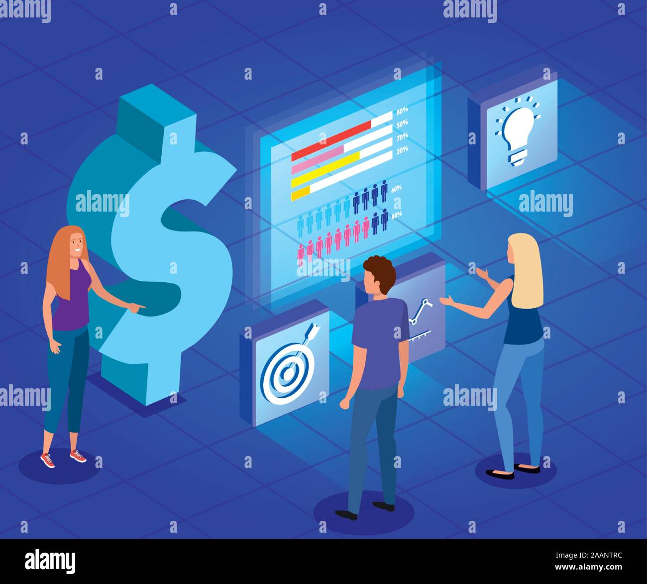 business people with data analysis Stock Vector Image & Art - Alamy