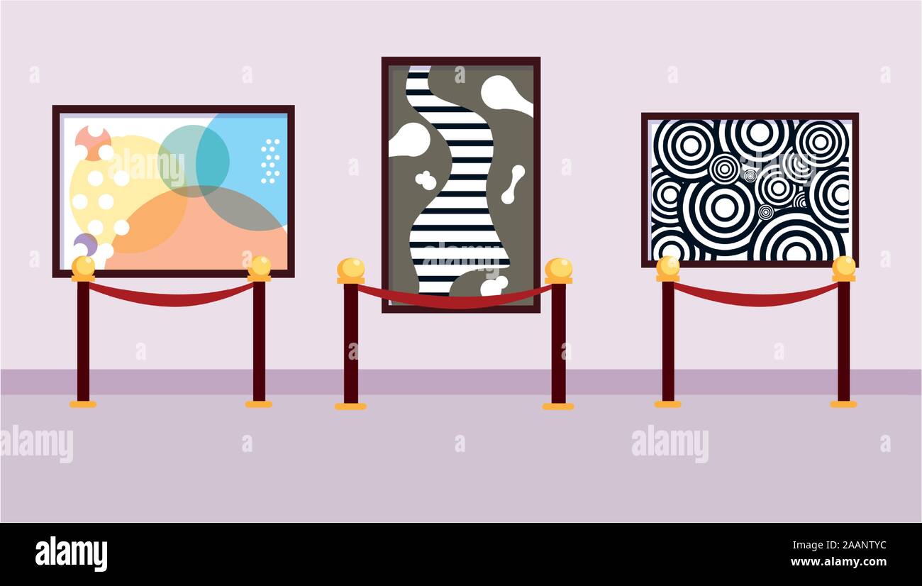 paintings exhibition , art gallery on white background vector