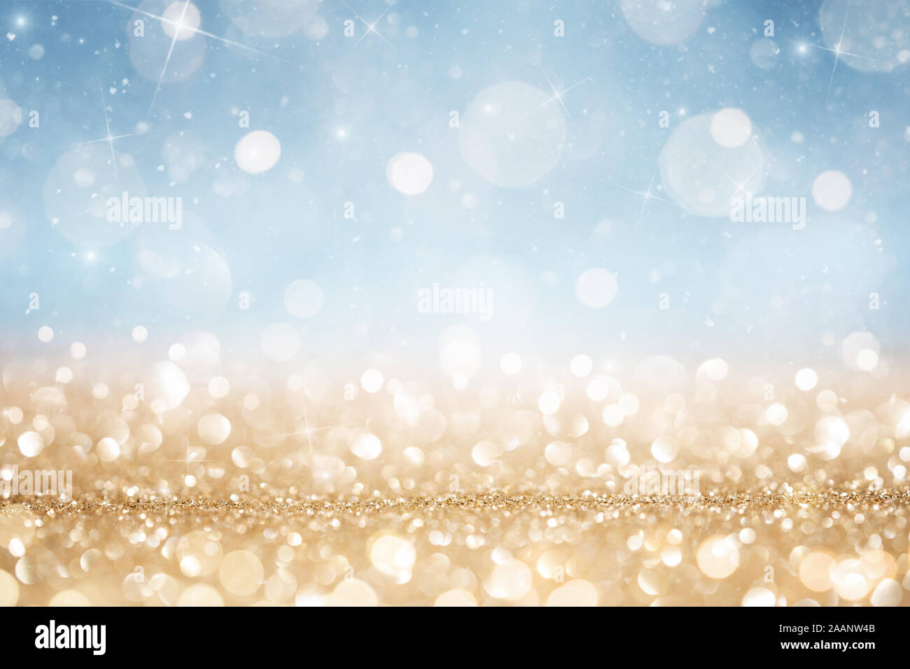 Abstract defocused gold and blue glitter background with copy space Stock  Photo - Alamy