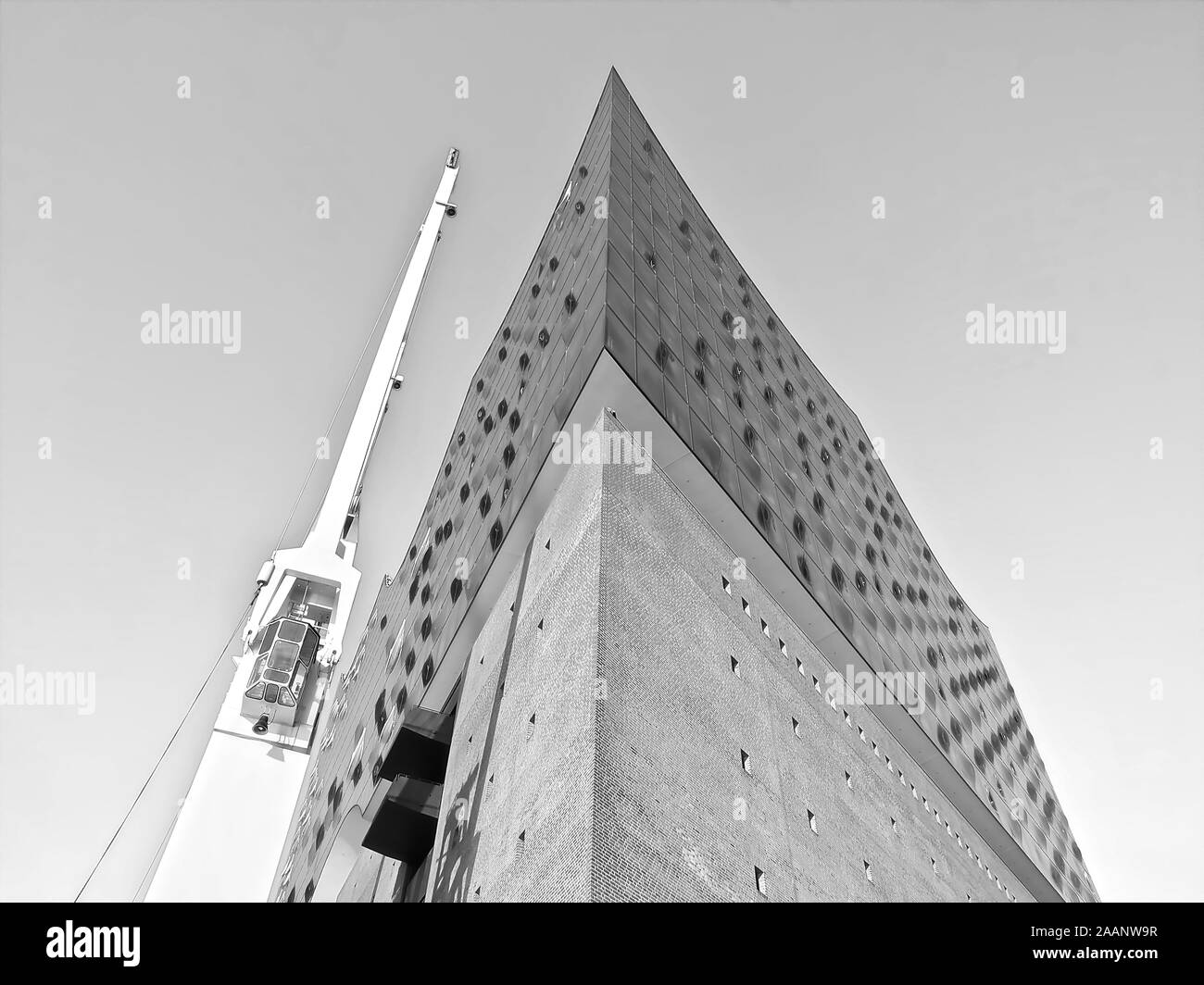 City walk through Hamburg in Germany at Elbe river-here the famous music hall Elbphilharmonie Stock Photo