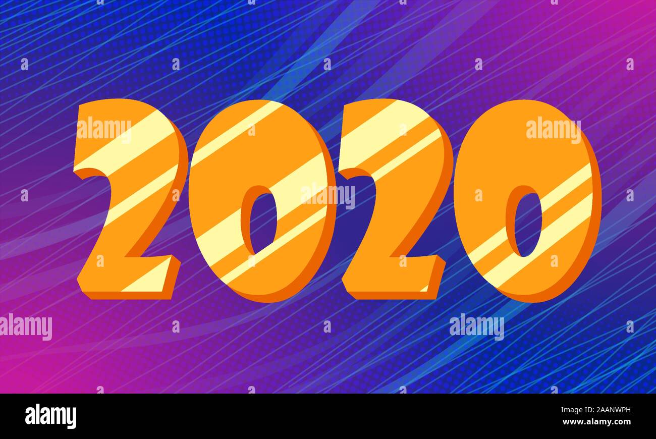Golden 2020 new year blue background Stock Vector