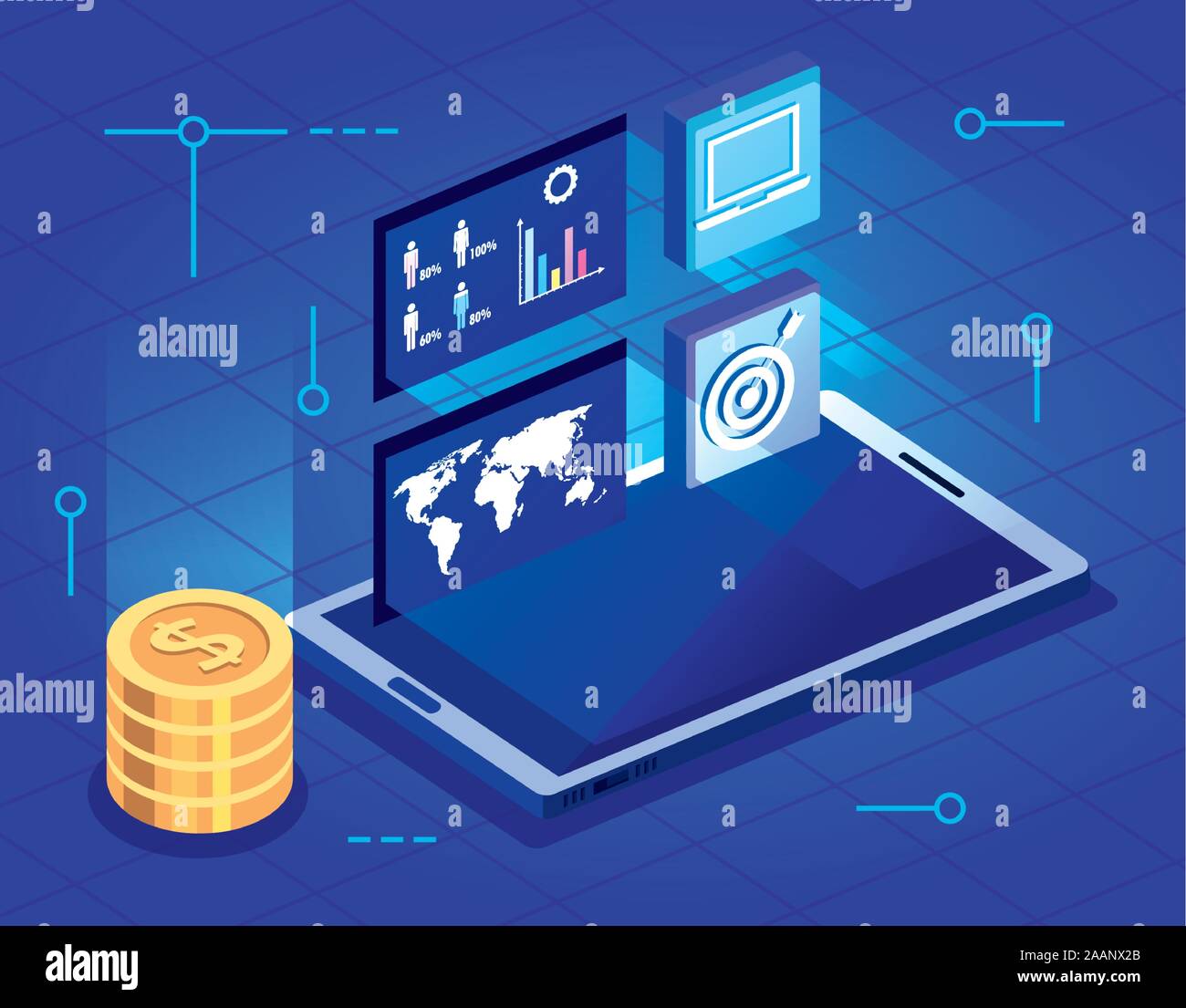 smartphone device with data analysis Stock Vector Image & Art Alamy