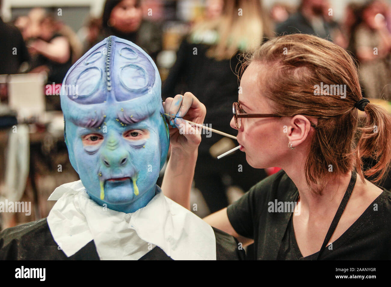Coventry, UK. 23rd Nov, 2019. The sixth annual event billed as The educational event for Prosthetic and media make up was held in Coventry Ricoh Arena A day full of talks and advice from top film industry professionals, beautiful body art, extraordinary exhibits, exciting competitions and shopping with leading specialist retailers. This is our sixth annual event which since its small beginnings has grown into THE annual makeup FX gathering Credit: Paul Quezada-Neiman/Alamy Live News Stock Photo