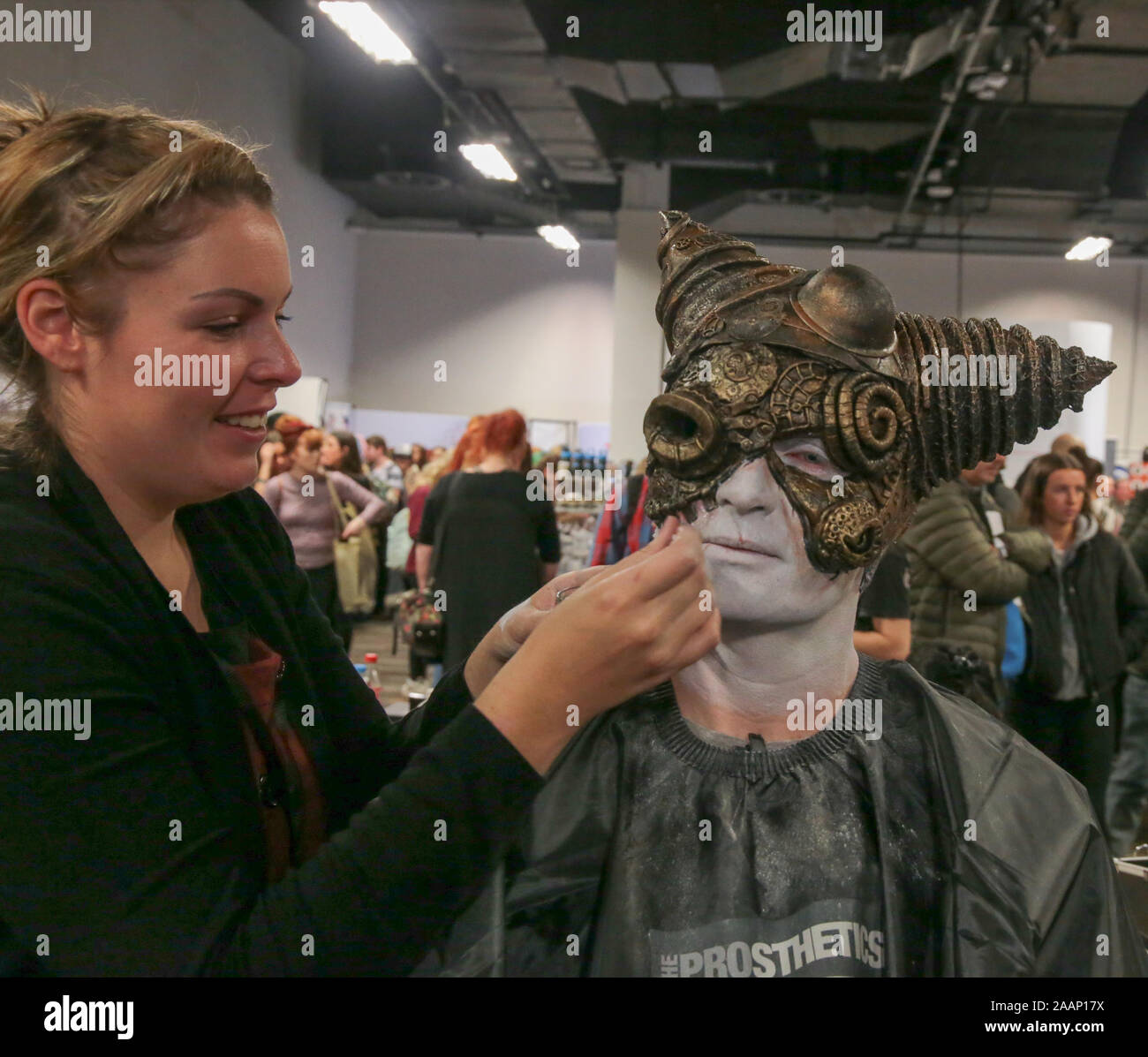 Coventry, UK. 23rd Nov, 2019. The sixth annual event billed as The educational event for Prosthetic and media make up was held in Coventry Ricoh Arena A day full of talks and advice from top film industry professionals, beautiful body art, extraordinary exhibits, exciting competitions and shopping with leading specialist retailers. This is our sixth annual event which since its small beginnings has grown into THE annual makeup FX gathering Credit: Paul Quezada-Neiman/Alamy Live News Stock Photo