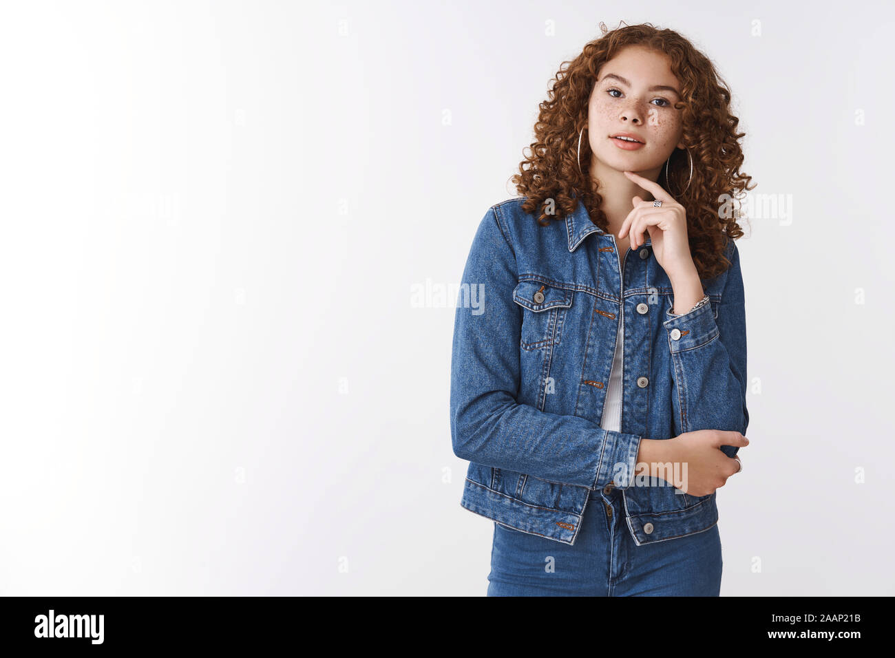 Curious Interested Charming Female Student Curly Haired Ginger