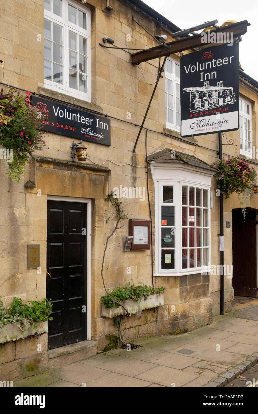 The Volunteer Inn on a winters day in Chipping Campden, a Cotswold market town  in Gloucestershire UK Stock Photo