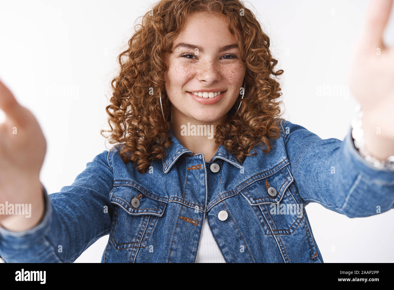 Charming Charismatic Happy Redhead Curly Haired Girl Freckles