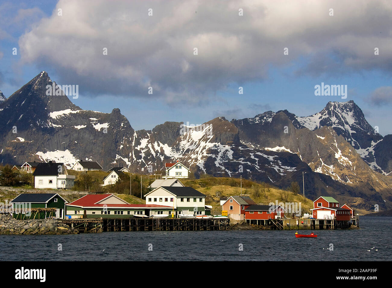 Der Fischerort Sakrisoy, Lofoten Stock Photo