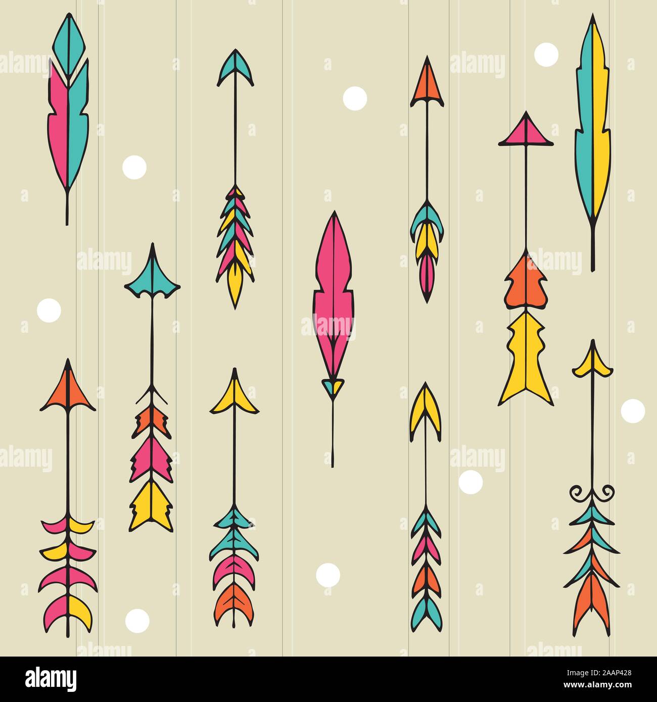 Hand drawn vector illustration. Seamless pattern with tribal arrows ...