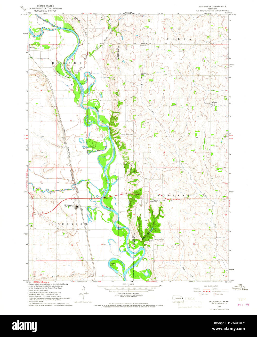 USGS TOPO Map Nebraska NE Nickerson 316851 1966 24000 Restoration Stock Photo Alamy