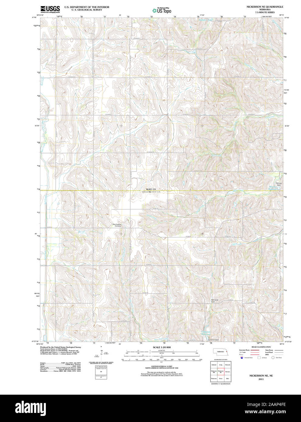 USGS TOPO Map Nebraska NE Nickerson NE 20111109 TM Restoration Stock ...