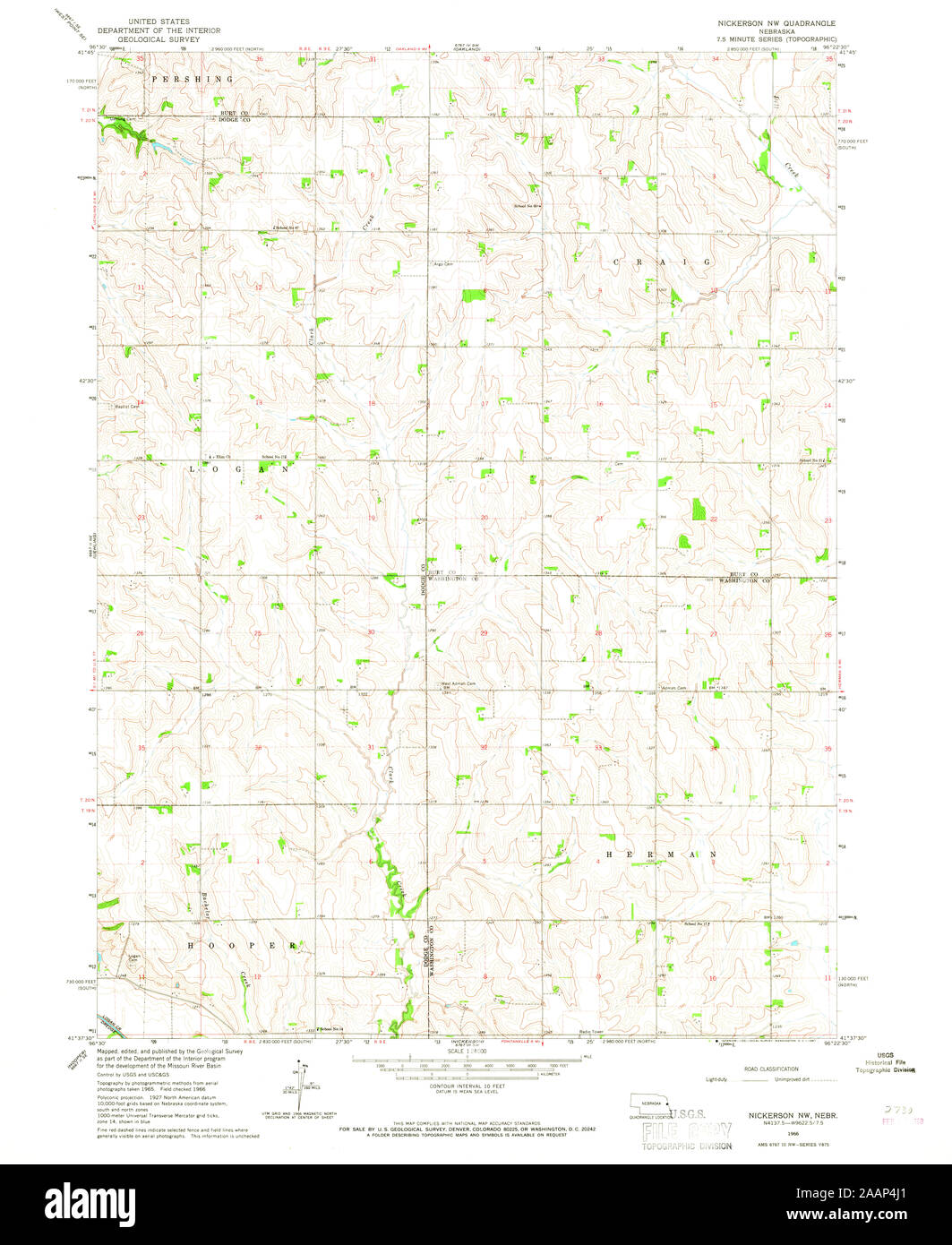 USGS TOPO Map Nebraska NE Nickerson NW 316853 1966 24000 Restoration
