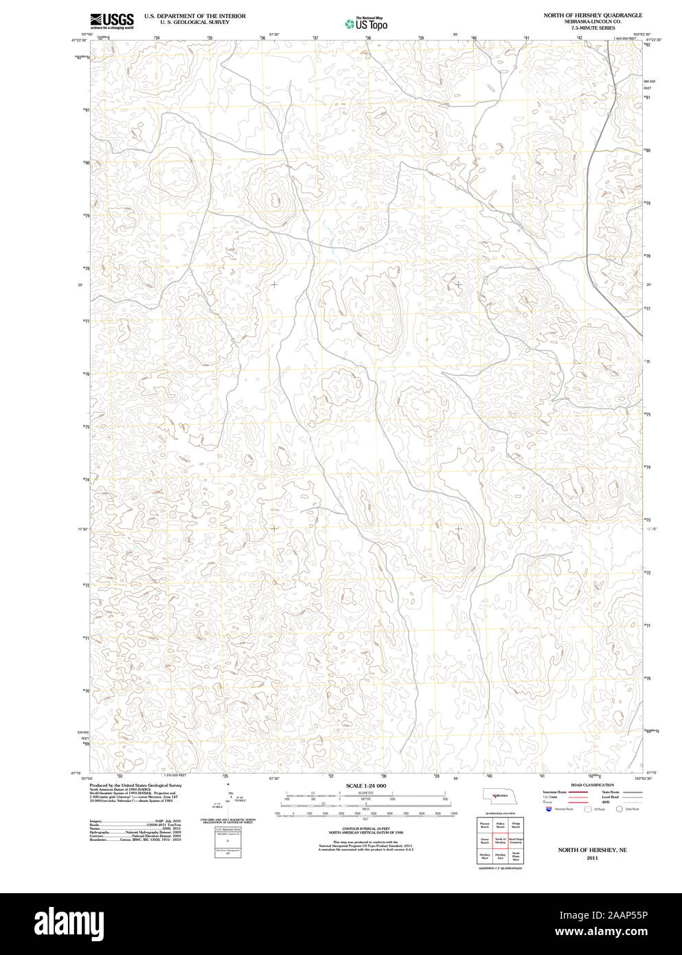 Usgs Topo Map Nebraska Ne North Of Hershey 20111109 Tm Restoration 2AAP55P 