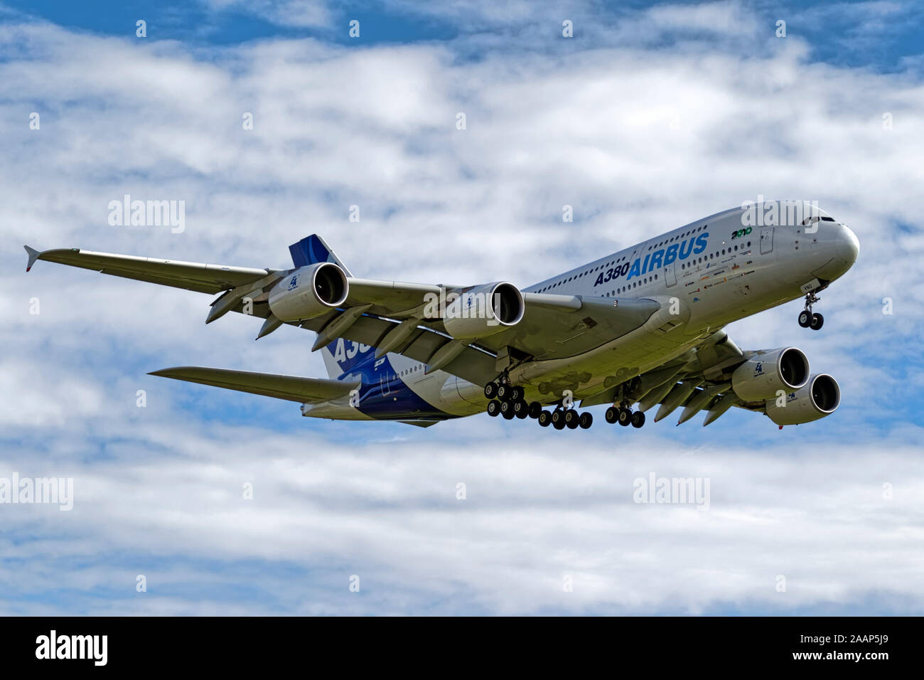 Kemble, Gloucestershire, UK - September 18, 2010: An Airbus Industrie A380 prototype, F-WWDD Stock Photo