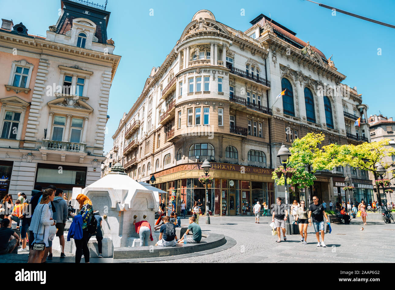 Belgrade, Serbia - July 16, 2019 : Knez Mihailova main shopping street Stock Photo