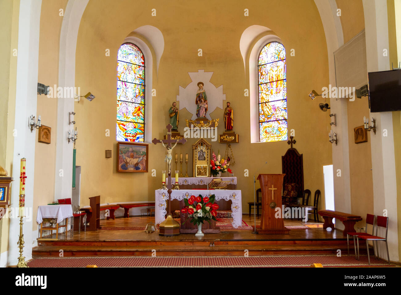 The Interior of the Roman Catholic Church of Saint Anne (formerly Byzantine church of Saint Michael the Archangel). Stock Photo