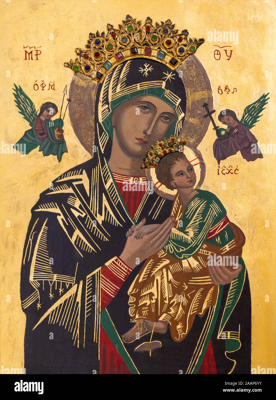 Icon of the Mother of Perpetual Help. Roman Catholic Church of Saint Anne (formerly Byzantine church of Saint Michael the Archangel). Stock Photo