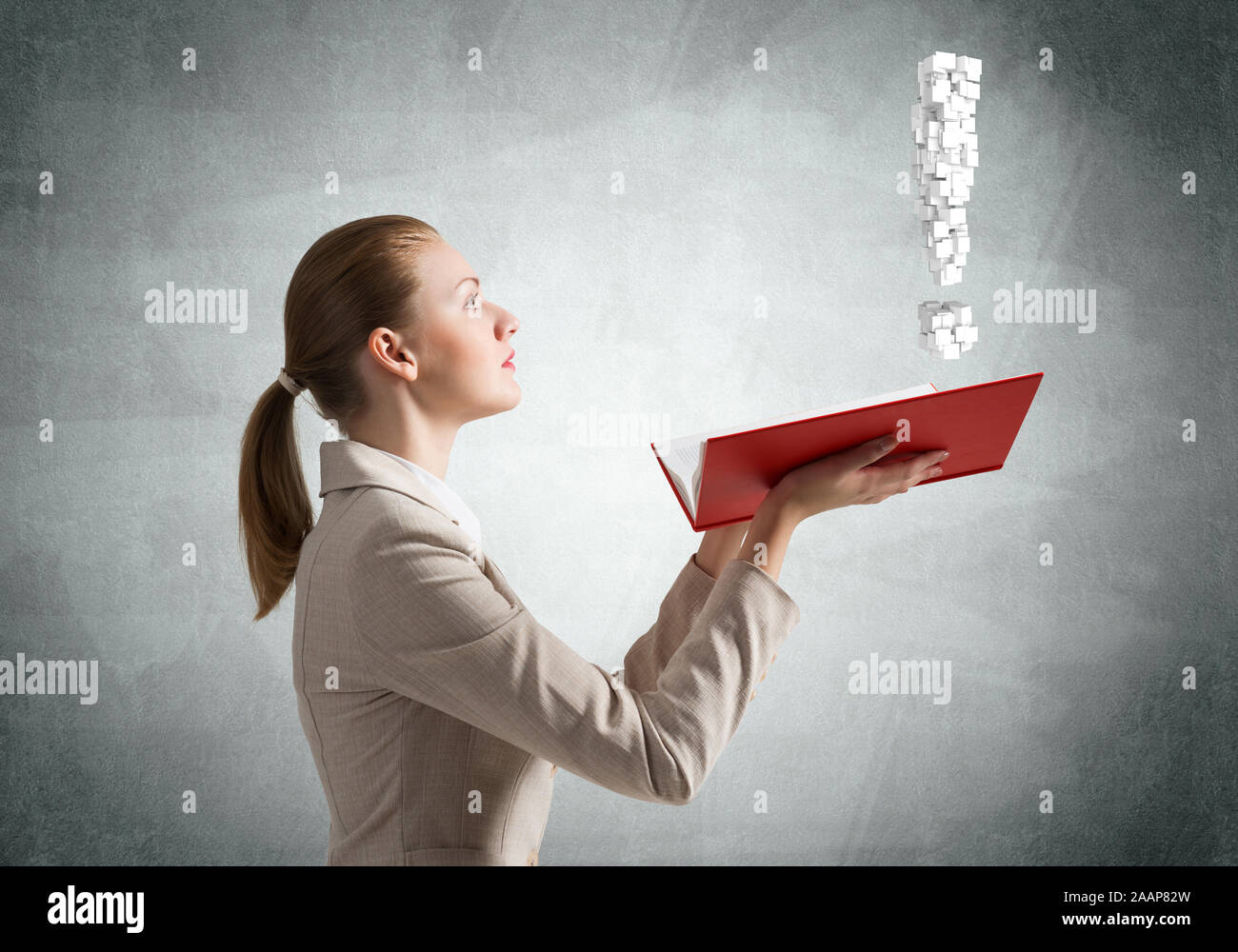 Attractive Woman Holding Open Notebook Stock Image   Image Of College