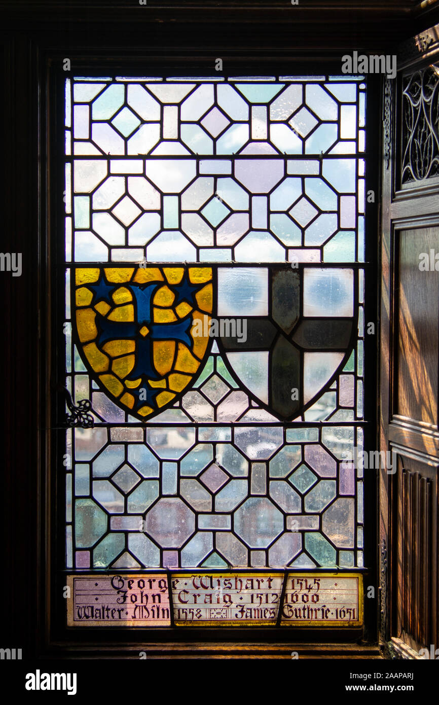 Stained glass windows, Great Hall, Edinburgh Castel Stock Photo Alamy