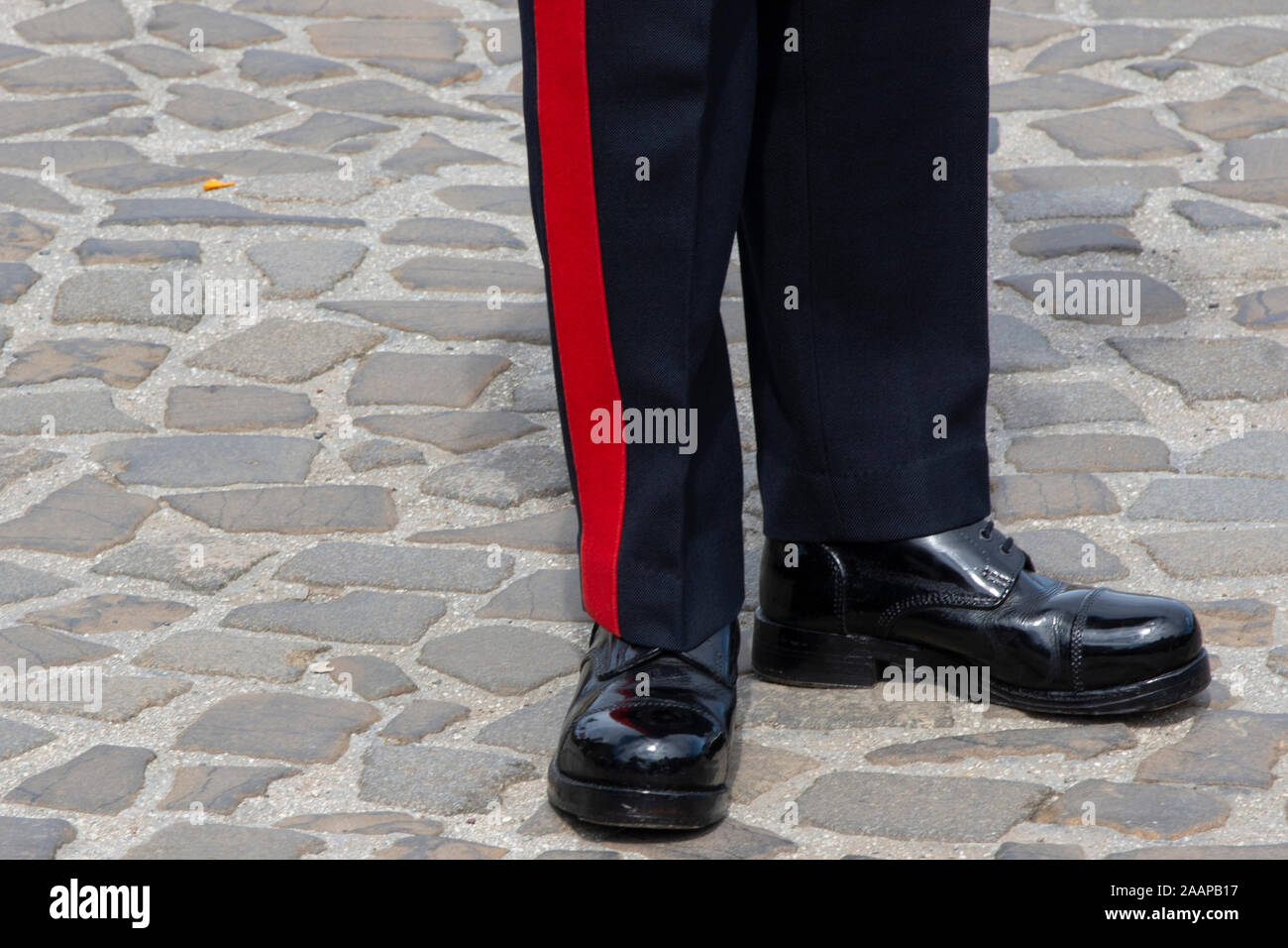 District Gunner, the One O'clock gun, Edinburgh castle Stock Photo