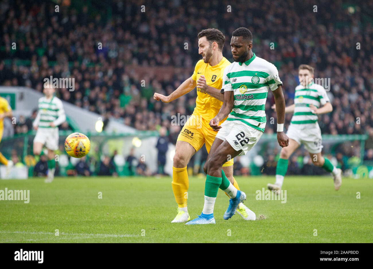 Celtic's Odsonne Edouard scores his side's first goal of the gamel during the Ladbrokes Scottish Premiership match at Celtic Park, Glasgow. Stock Photo