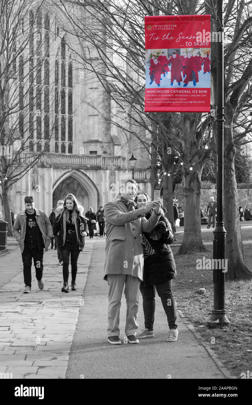 Winchester Cathedral Tis The Season To Skate Couple Taking