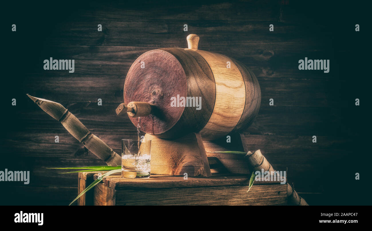 Sugarcane liquor (Traditional Brazilian cachaça). Alcoholic beverage made from sugar cane Stock