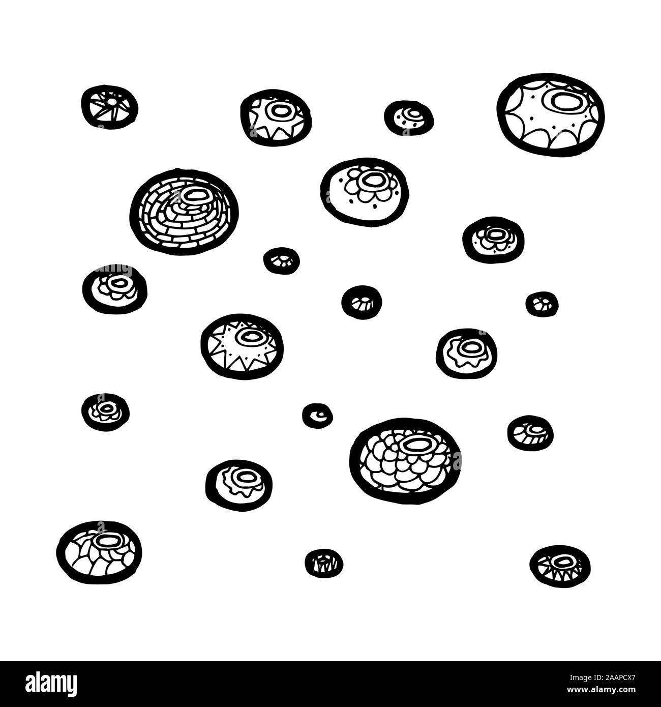 Vector illustration set of different air bubbles underwater with ornaments Stock Vector
