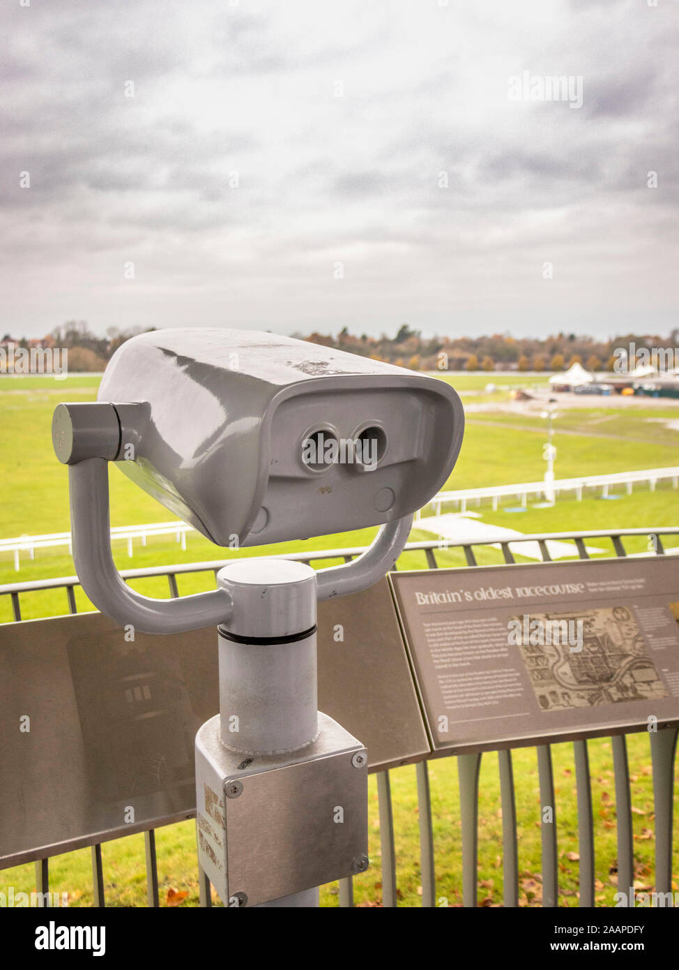 viewing telescope binoculars at Chester racecourse in cheshire Stock