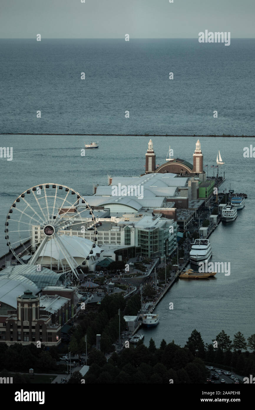 Navy Pier Ferris wheel in Chicago Stock Photo
