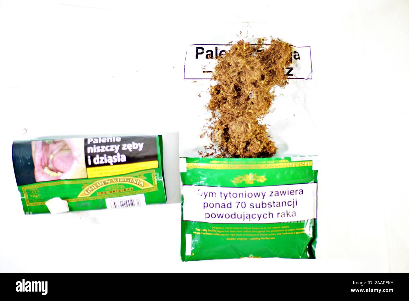 how to spot fake golden virginia tobacco Lodz Poland. Saturday, November 23, 2019; Golden Virginia is a hand-rolling  tobacco brand manufactured in Nottingham, England Stock Photo