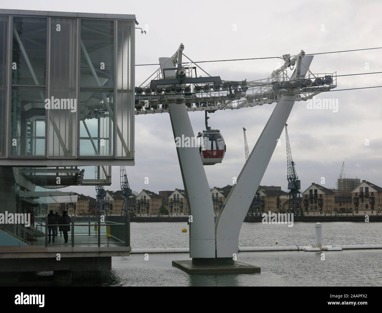 A cable-car leaves the Royal Docks departure station of the Emirates ...
