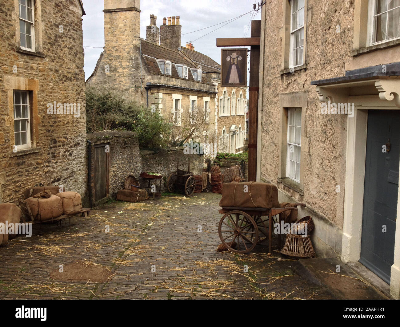 Poldark Film Set, Gentle Street, Frome Somerset..used for shots set in Truro, Cornwall Stock Photo