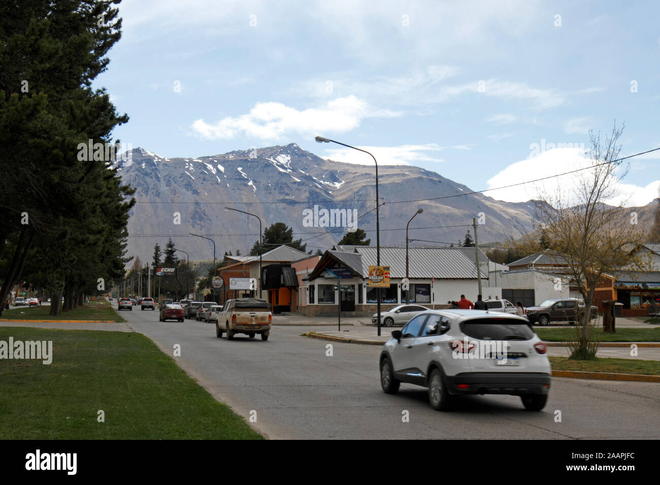 Street in Esquel, Chubut, Argentina, Patagonia, Stock Photo