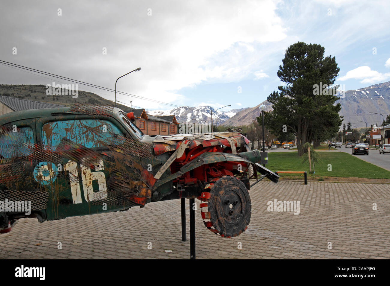 1940 Chevrolet monument to the Gran Premio del Sur 1942 in Argentina. Stock Photo