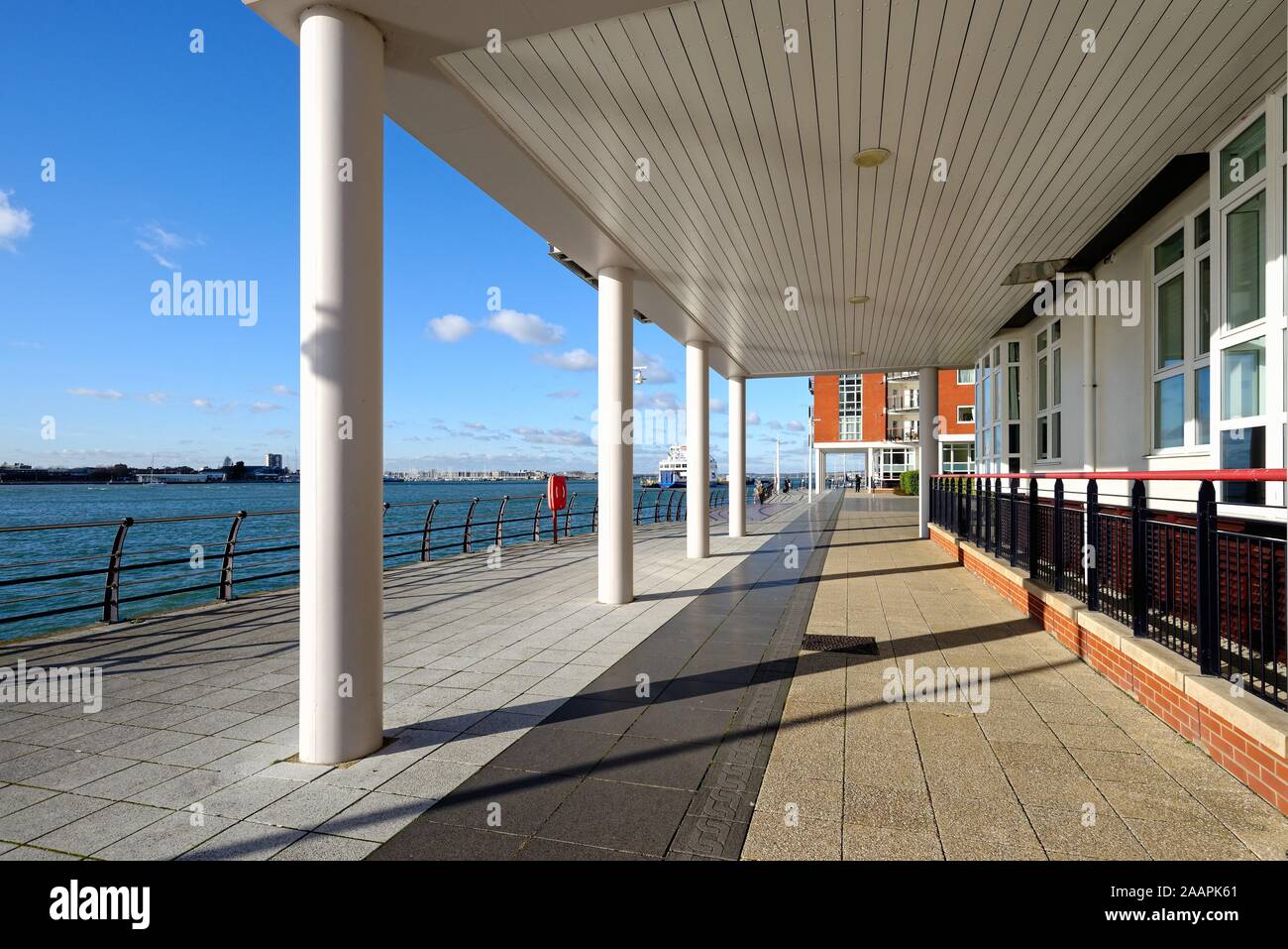 Modern apartments on the waterfront at Gunwharf Quays Portsmouth harbour Hampshire England UK