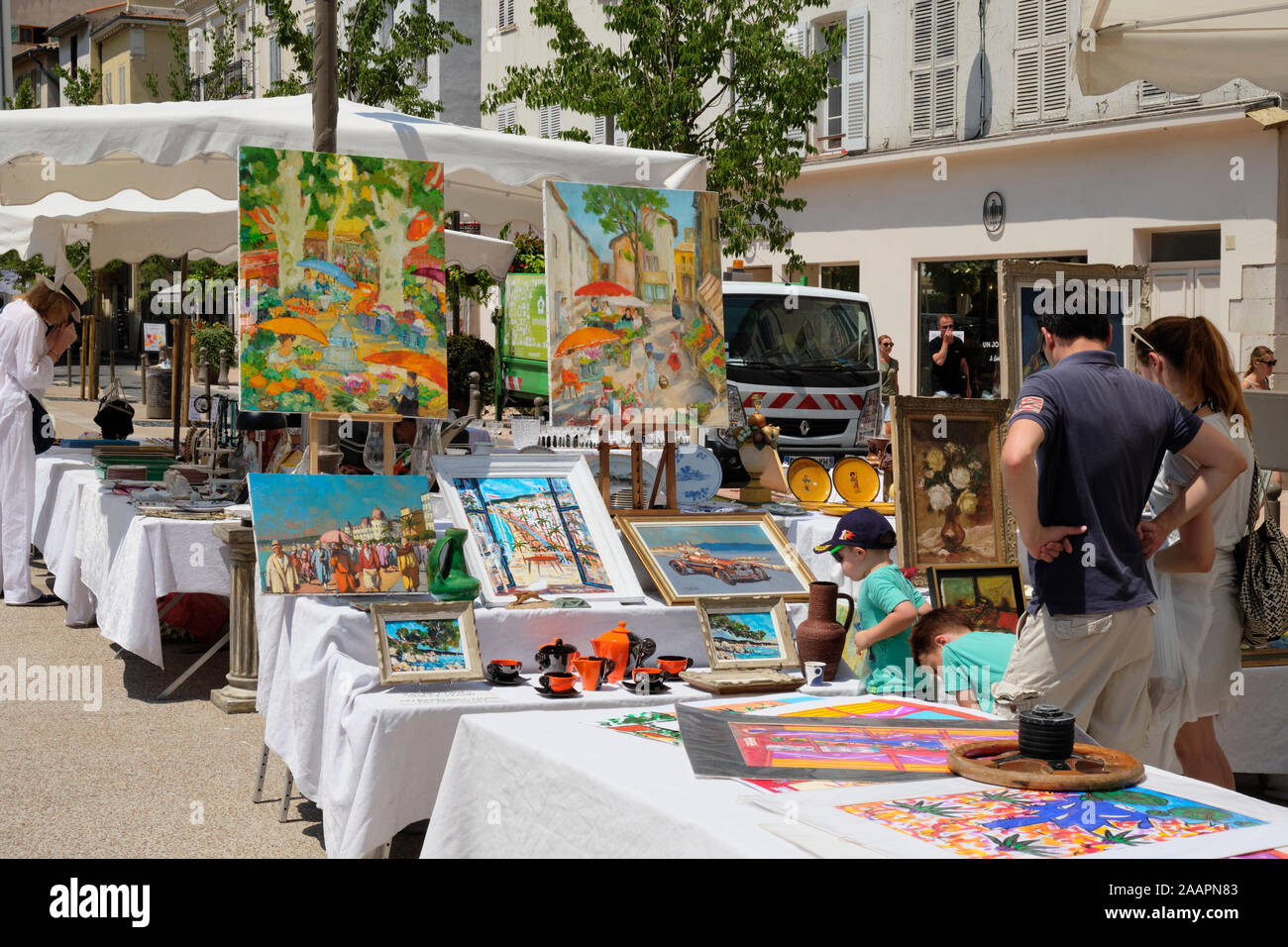 Craft market day in Antibes Old town Stock Photo
