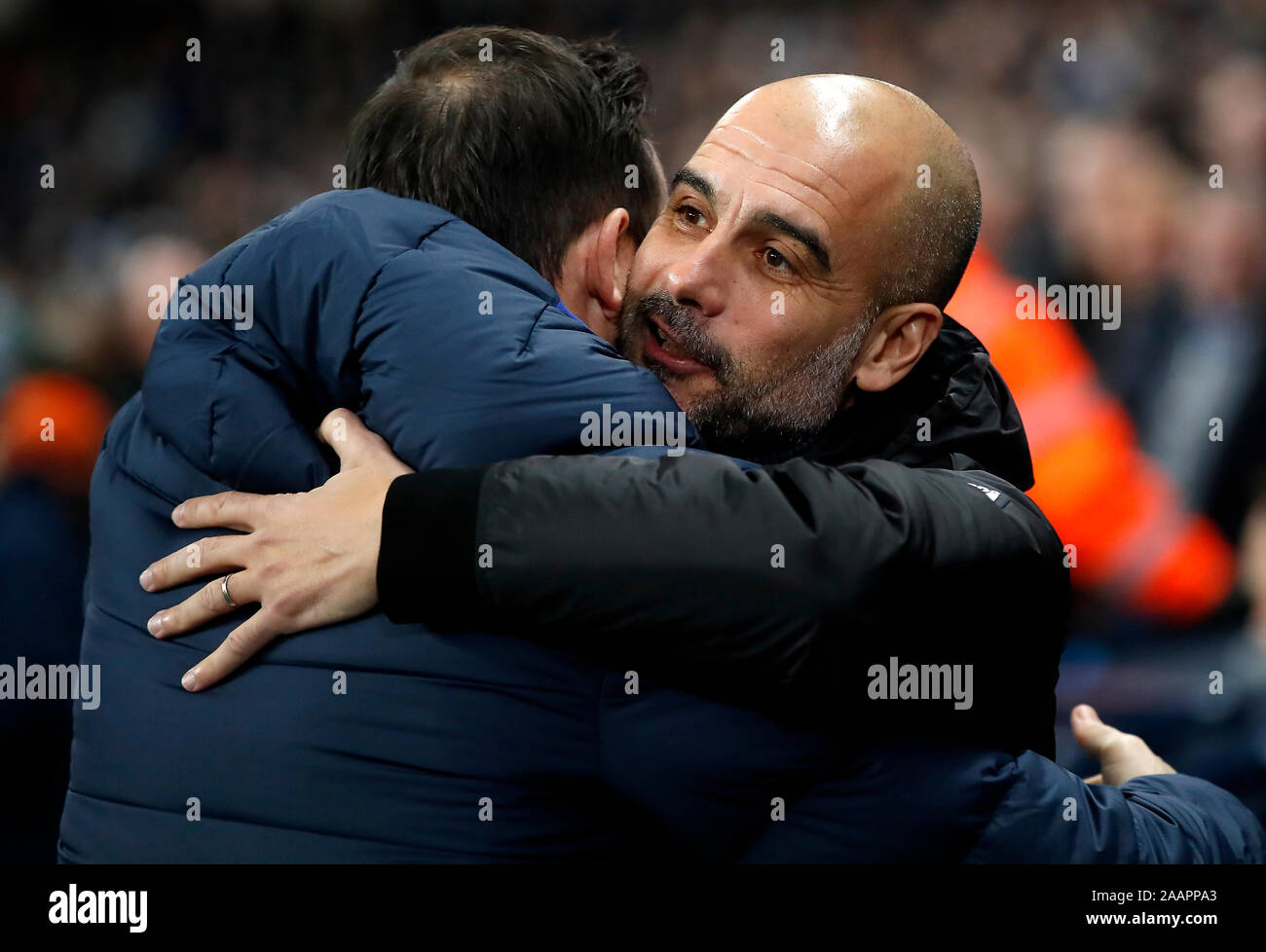 Chelsea Manager Frank Lampard Left And Manchester City Manager Pep Guardiola Prior To Kick Off During The Premier League Match At The Etihad Stadium Manchester Stock Photo Alamy