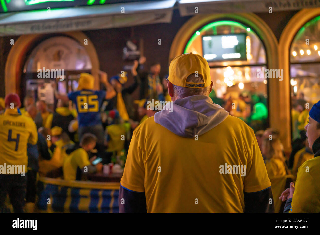 Bucharest, Romania - November 15, 2019: Sweden national football team celebrating the victory of his team in the football match: Swedish vs Romania, w Stock Photo