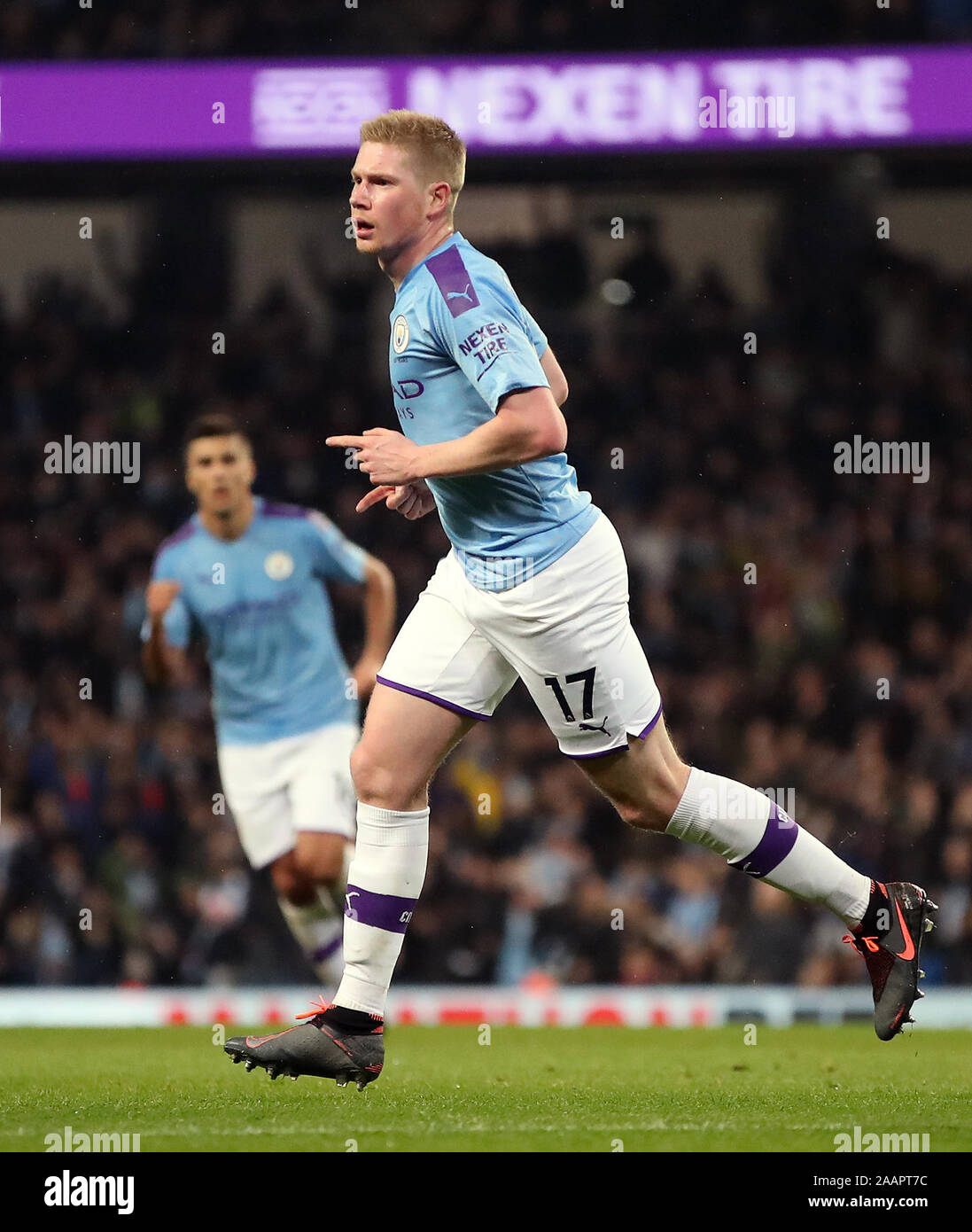 Manchester City S Kevin De Bruyne Celebrates Scoring His Sides First Goal During The Premier League Match At The Etihad Stadium Manchester Stock Photo Alamy