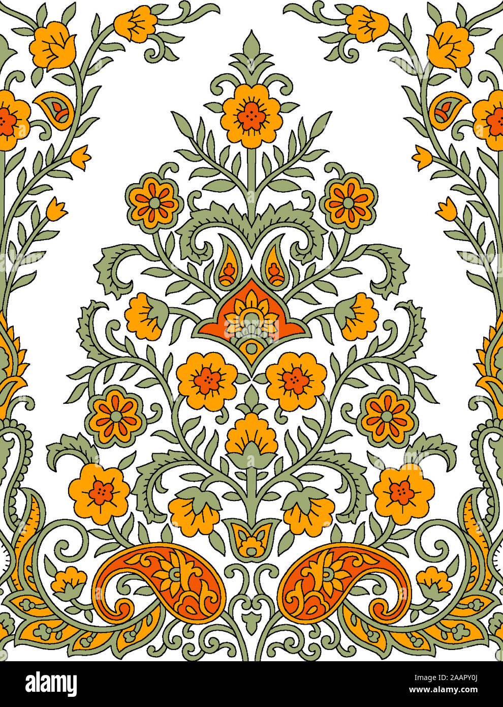 Indian mughal flower motif white background Stock Photo - Alamy