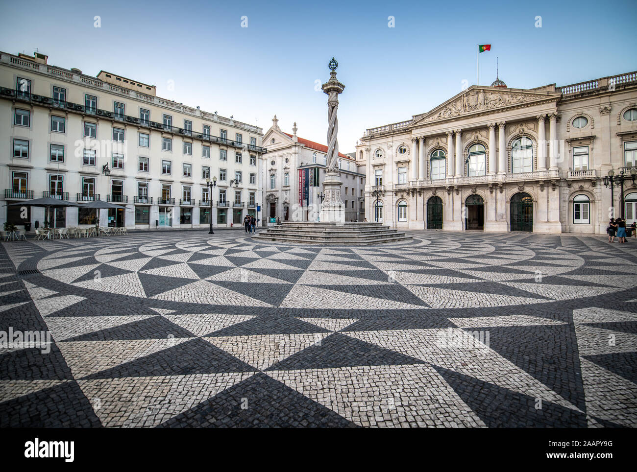 Peaceful Scene of the Praa do Munic’pio , Lisbon, Portugal Stock Photo